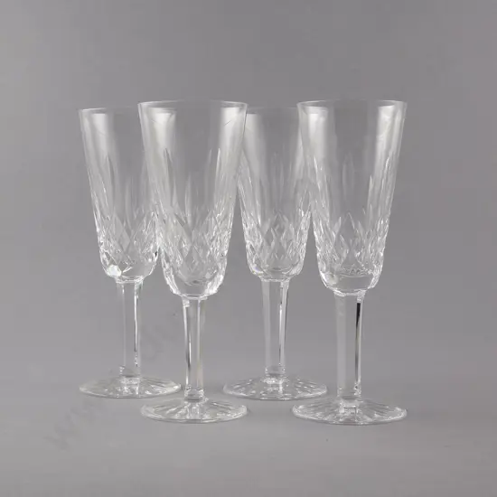 Waterford Crystal Four Champagne Flutes in Lismore Pattern