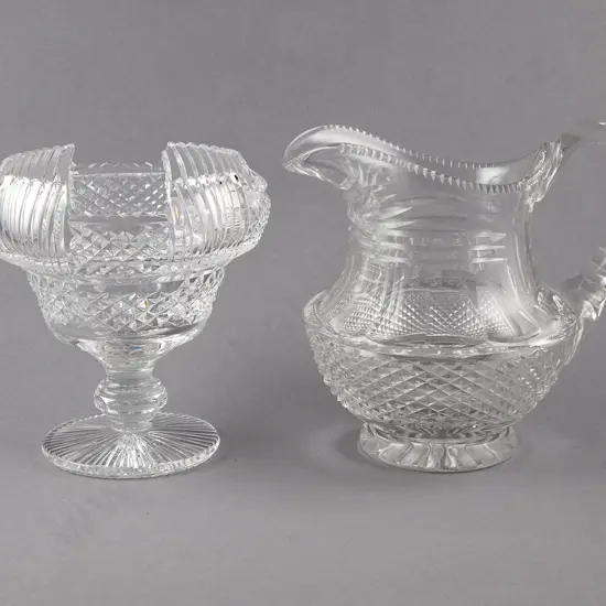 Mid C20th Heavy Crystal Water Jug and Vase