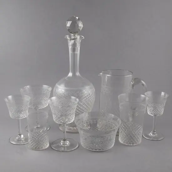 Edwardian Glass Suite in the Lady Hamilton pattern