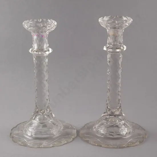 Pair Victorian Glass Candlesticks