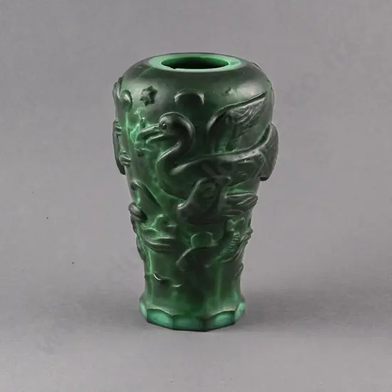 Czechoslovakian Art Deco Malachite Glass Vase