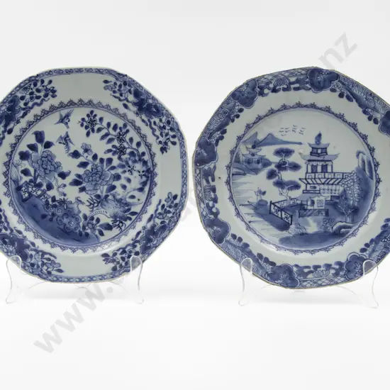 Two Late C18th Chinese B & W Plates