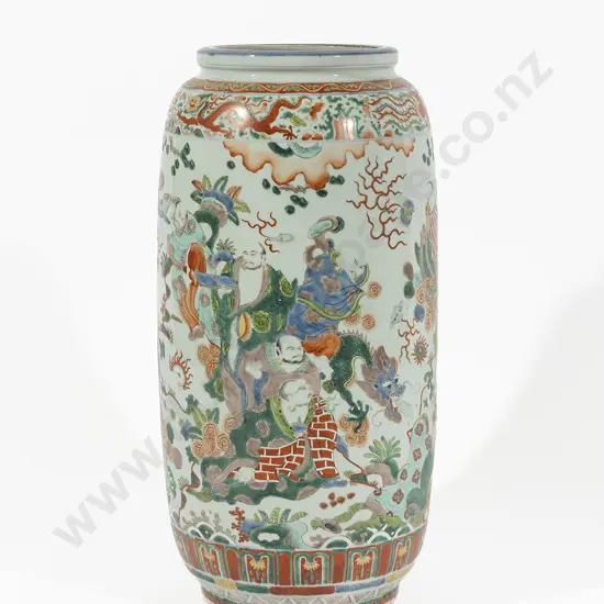 Large C19th Chinese Famille Verte Porcelain Vase
