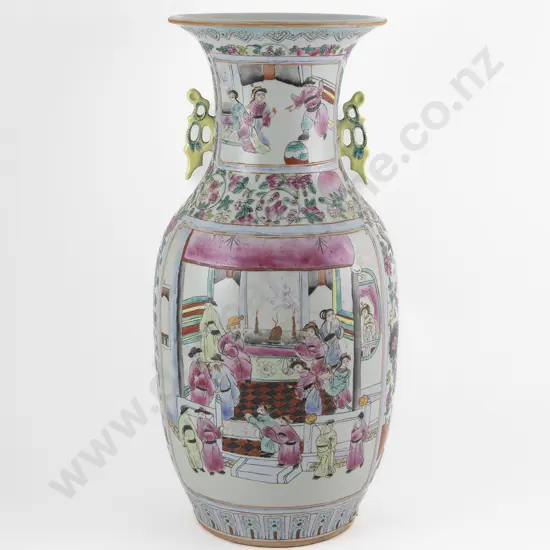 Large Cantonese Famille Rose Export Ware Vase