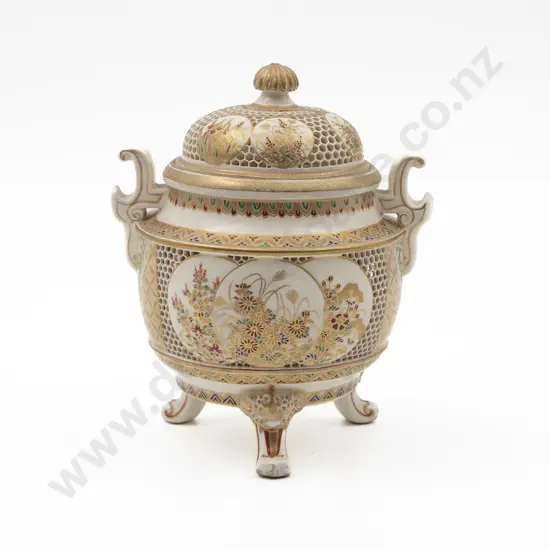 Fine Quality Meiji Period Japanese Satsuma Lidded Koro