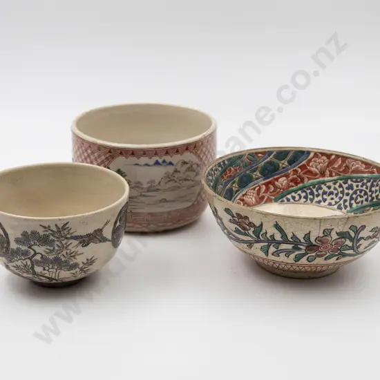 Three Various C19th Japanese Satsuma Bowls