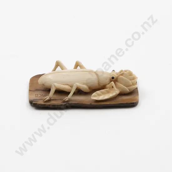 Antique Japanese Carved Ivory Netsuke Of A Beetle