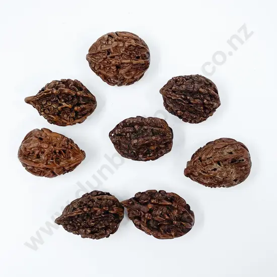 Eight Chinese Immortal Carved Walnuts