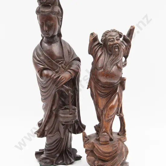 Carved  Wooden Figure Of Guanyin