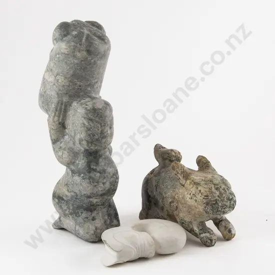 Two Chinese Hardstone Hongshan Culture Style Figures