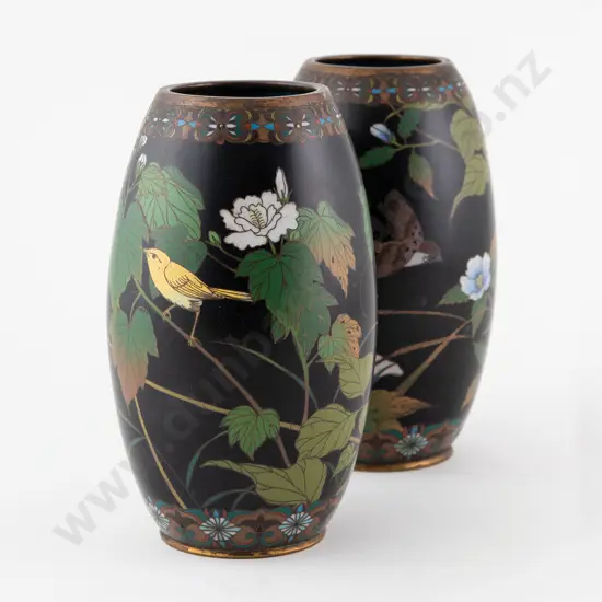 Pair Of Late C19th Chinese Cloisonne Vases