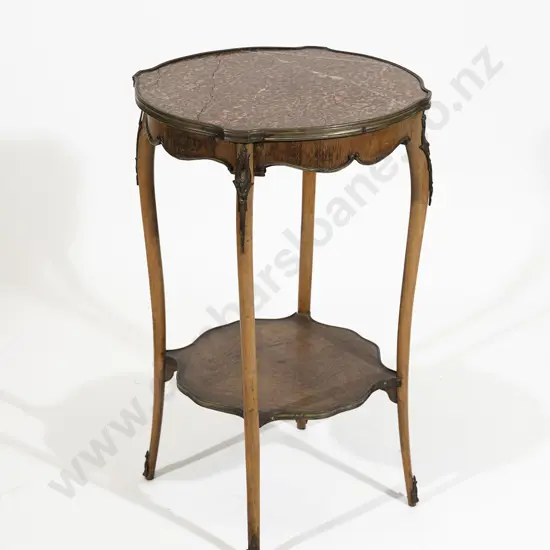 C19th French Rosewood & Gilt Metal Marble Top Etagere