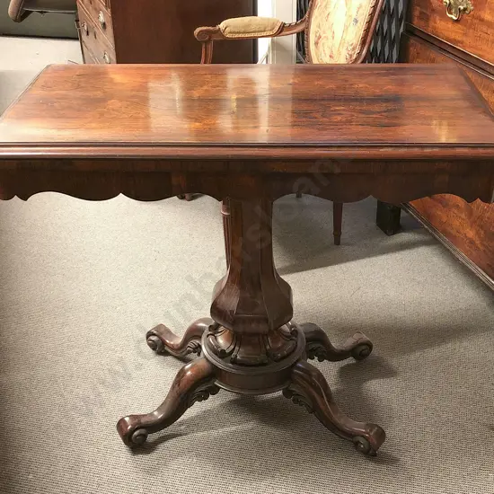 Early Victorian Rosewood Foldover Card Table