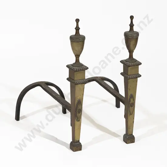 Pair of C19th Cast Iron & Brass Fire Dogs