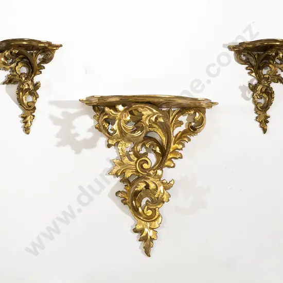 Set of Three Florentine Style Giltwood Wall Brackets