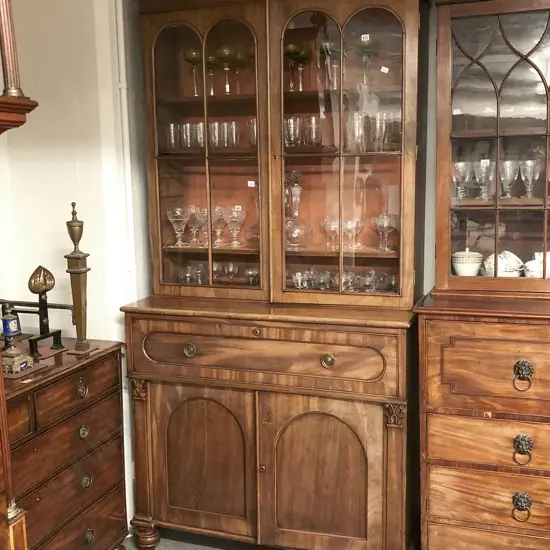 Wm IV Mahogany Secretaire Cabinet Bookcase