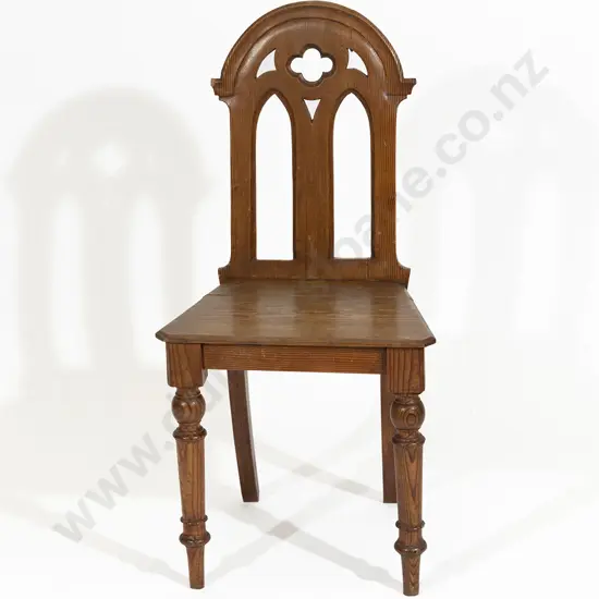 Victorian Pitch Pine Gothic Hall Chair