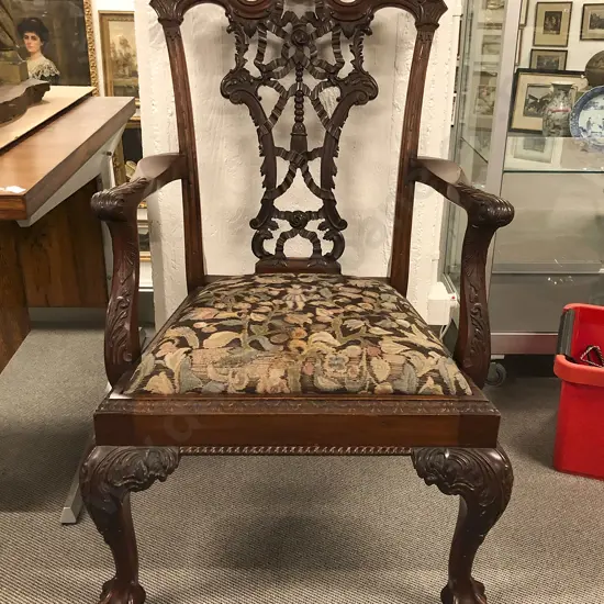 Chippendale Style Mahogany Elbow Chair
