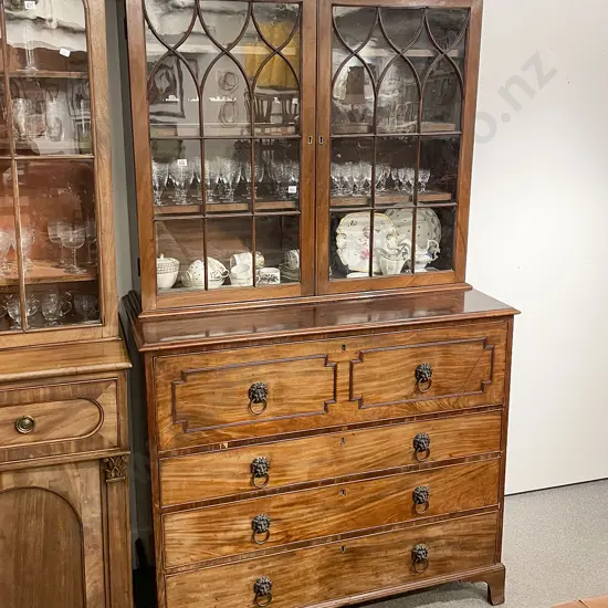 Geo III Mahogany Secretaire Bookcase