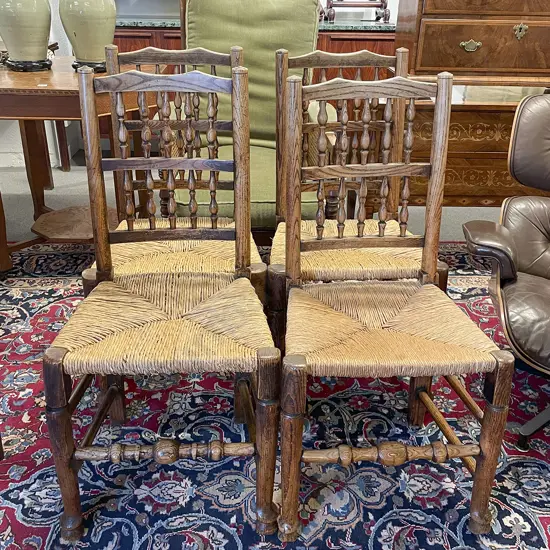 A Set of Four 18th Century Lancashire Elm Chairs
