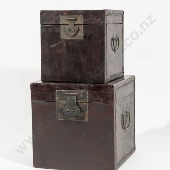 Two Chinese Red Lacquer Graduated Boxes