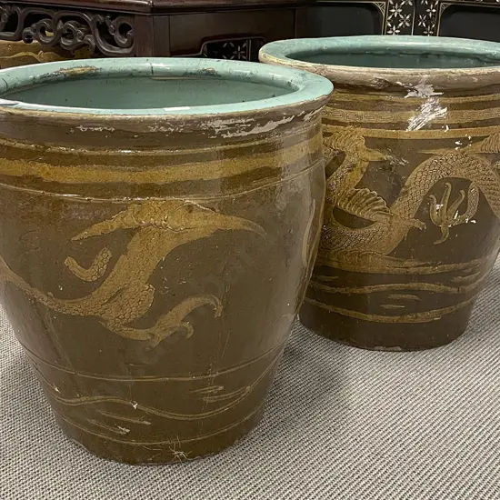 Pair Chinese Pottery Planters