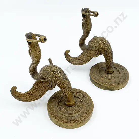 Pair Of Cast Brass Stylised Swan wall Sconces