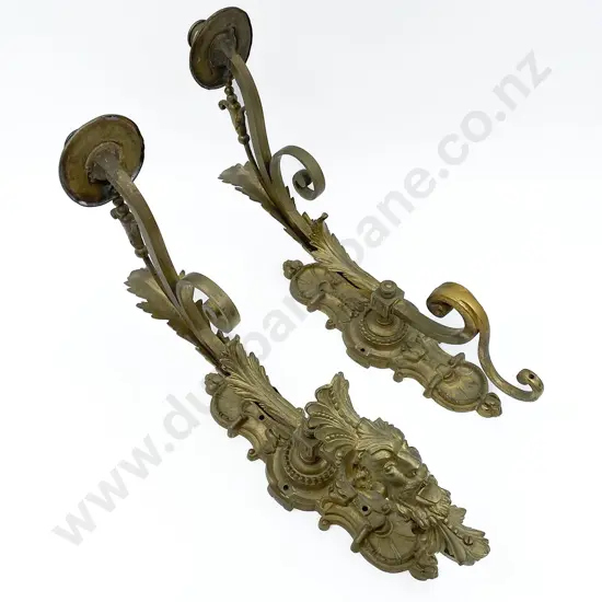 Pair Of Cast Brass Wall Sconce Candleabra