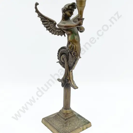 Cast Brass Winged Mermaid Candlestick