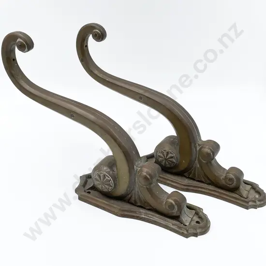 Pair Of Heavy Cast Bronze Scrolling Wall Sconces