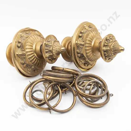 Pair Late Victorian Gilt Metal Curtain Rail Finials