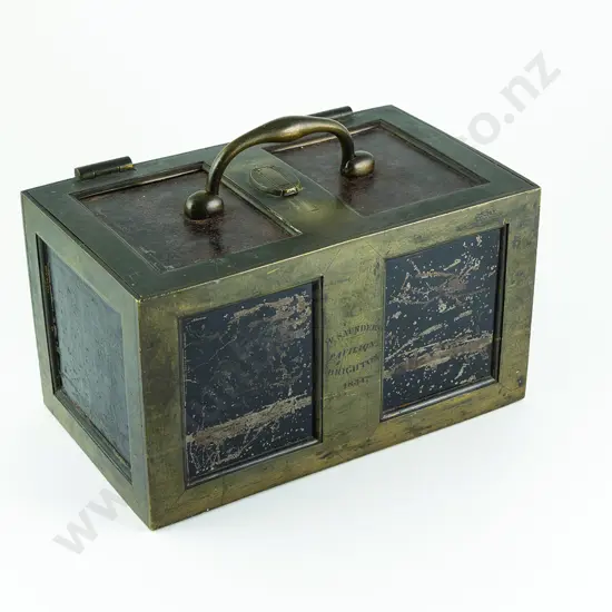 Exceptionally Rare Early C19th English Cast Metal & Bronze Travelling Strongbox