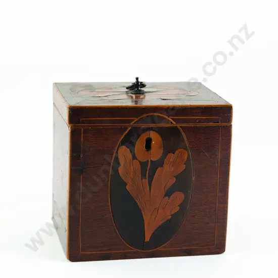 Geo III Mahogany & Inlaid Tea Caddy