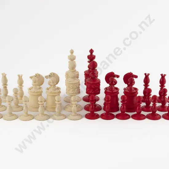 Antique Carved Ivory Chess Set