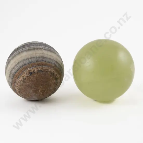 Striated Hardstone Sphere & Light Green Onyx Sphere