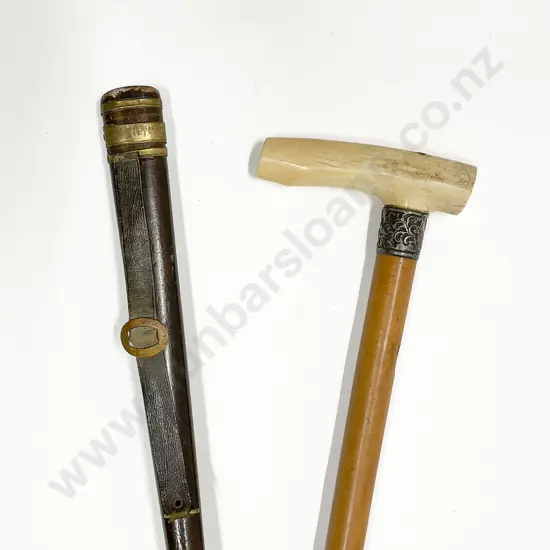 C19th Antler Handled Walking Cane