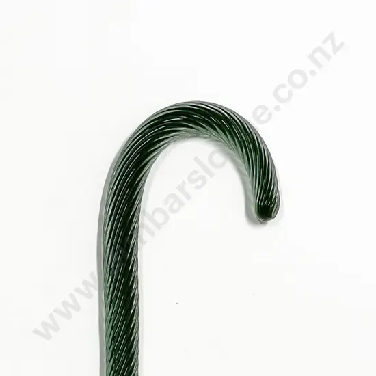 Clear Spiral Green Encased Glass Walking Stick