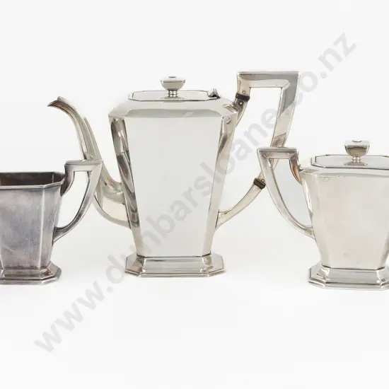 Art Deco Style S/S (950) 3pce Coffee Set