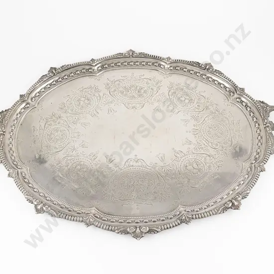 Fine Quality Edw VII S/S Oval Two Handled Banquet Tray