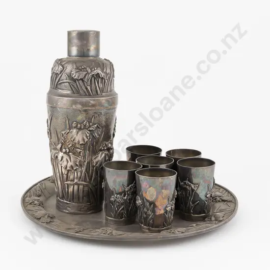 Japanese S/S 8pce Cocktail Set By Arthur & Boyd Yokohama c1910