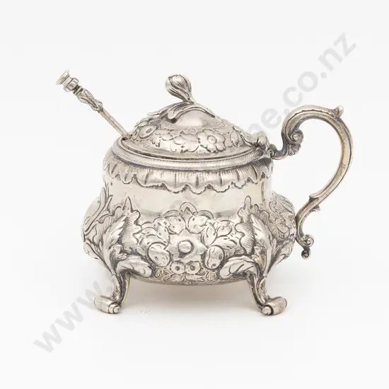 Vict S/S Mustard Pot & Spoon