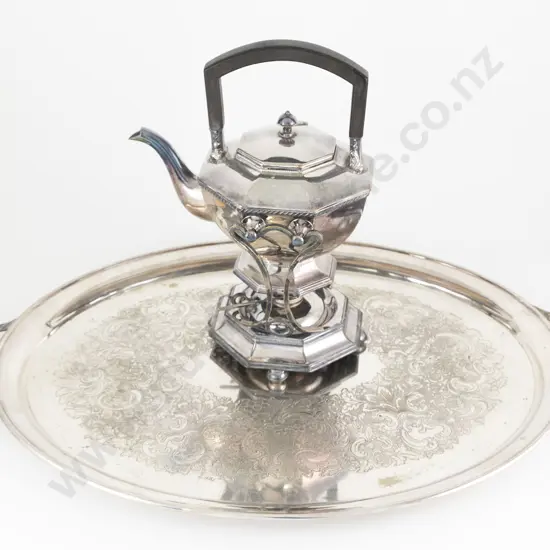 Art Deco S/Plate Spirit Kettle & Two Handled Oval Drinks Tray