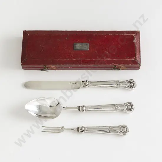 Cased Geo IV S/S 3pce Christening Set