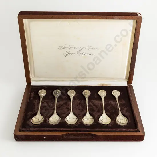 Cased Set Of Six S/S Sovereign Queens Spoons Collection