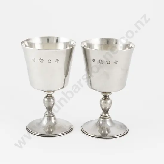 Pair Of QEII S/S Wine Goblets By Garrard & Co Limited