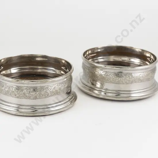 Pair Edw VII S/S Wine Coasters