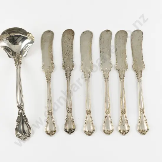 Set Of Six American S/S Butter Knives & Matching Jam Ladle