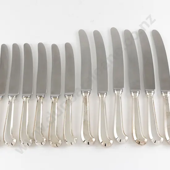 Set Of Six QEII S/S Handled Pistol Grip Table Knives & Six Matching Butter Knives