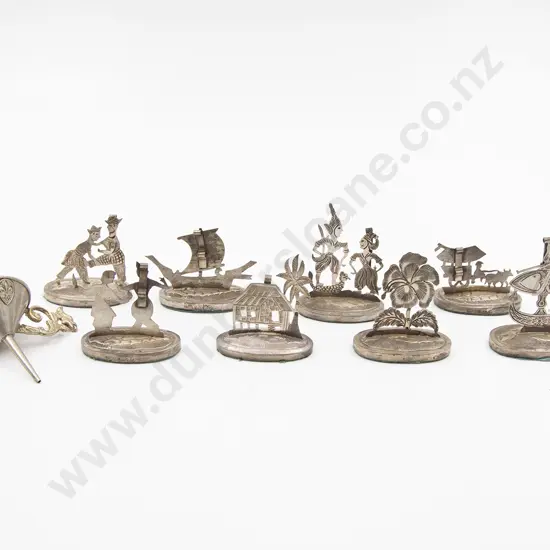 Eight Asian Silver Menu Holders