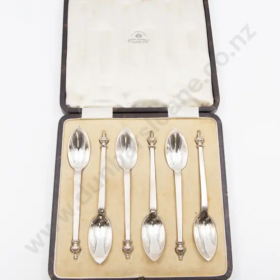 Cased Set Of Six Geo V S/S Grapefruit Spoons By Mappin & Webb